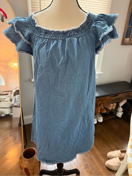 Derek Heart Dresses & Skirts - Derek Heart Blue Denim-Look Smocked Neck Mini Dress
